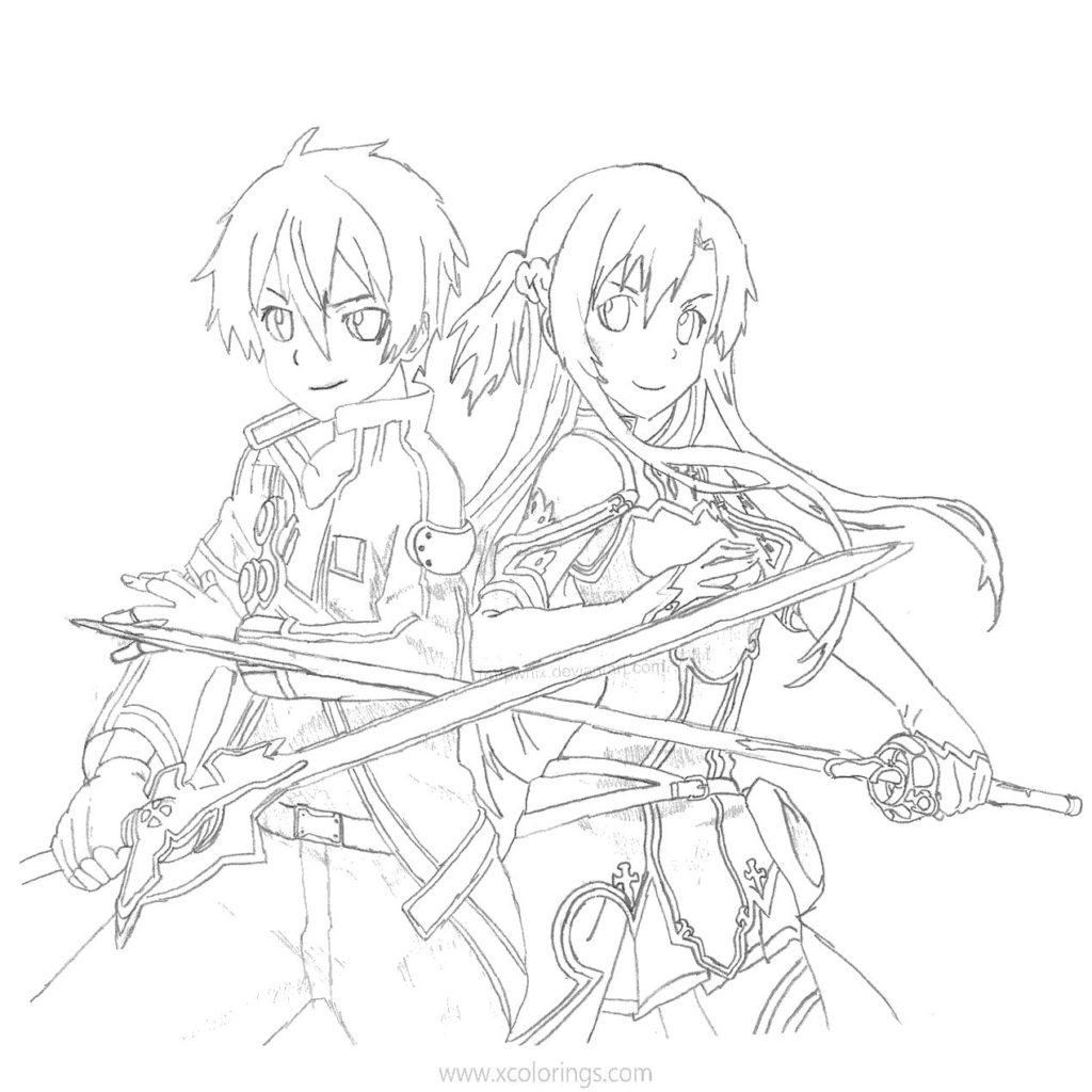 Sword Art Online Coloring Pages Black and White - XColorings.com