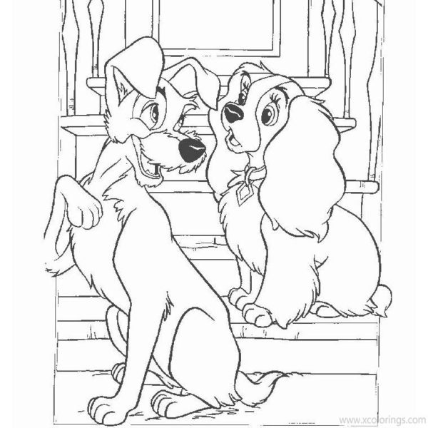 Lady and the Tramp with Food Coloring Pages - XColorings.com