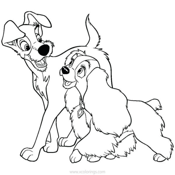 Lady and the Tramp with Food Coloring Pages - XColorings.com