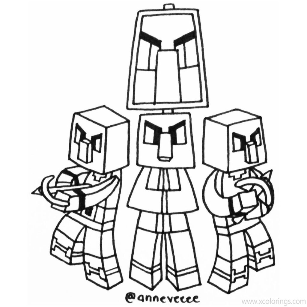 Minecraft Pillager Coloring Pages Outline Drawing - XColorings.com