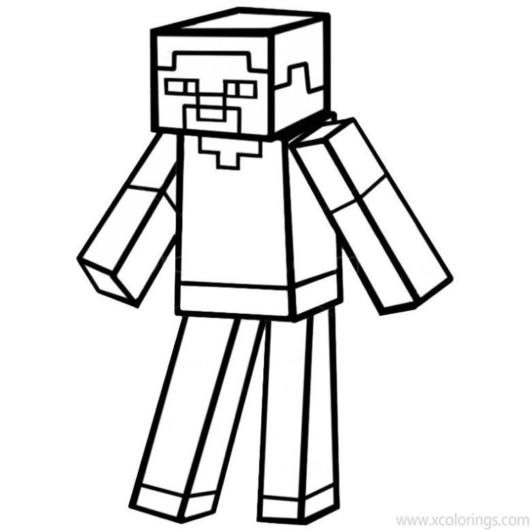 Minecraft Steve Coloring Pages with Ender Dragon and Wolf - XColorings.com