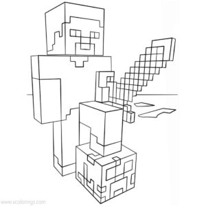 Minecraft Steve Coloring Pages Diamond Armor - XColorings.com