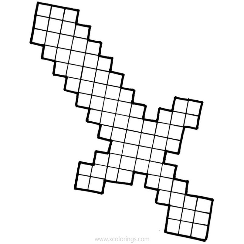 Minecraft Sword Coloring Pages Outline Xcolorings Com