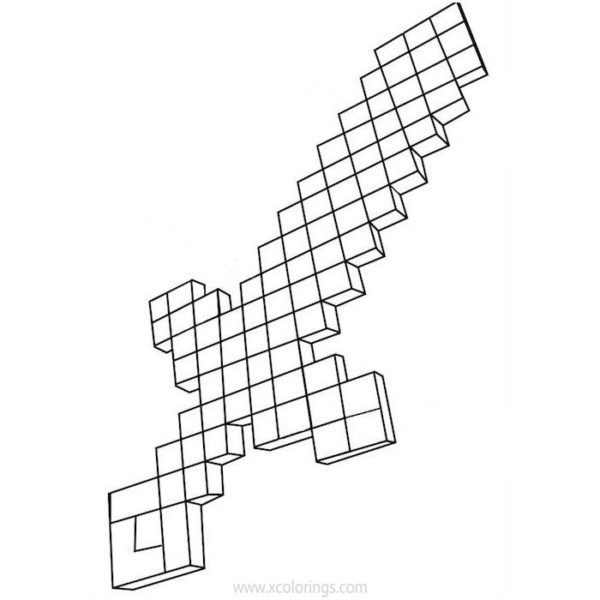 Minecraft Sword Coloring Pages Outline - XColorings.com