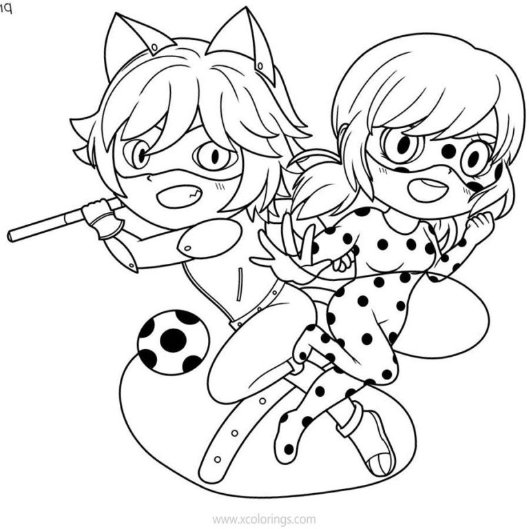 Miraculous Ladybug and Cat Noir Coloring Pages for Free - XColorings.com