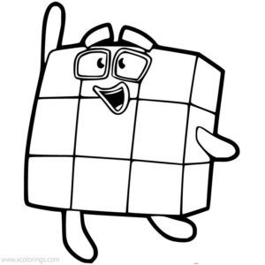 Numberblocks Coloring Pages 1 Plus 3 is 4 - XColorings.com