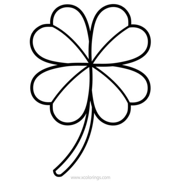 4 Leaf Clover Coloring Pages Lineart - XColorings.com