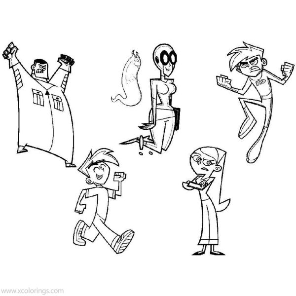 Danny Phantom Coloring Pages Superhero Flying Over the City