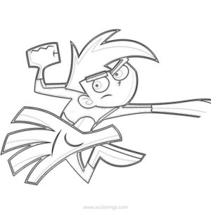 Danny Phantom Coloring Pages Superhero Flying Over The City 