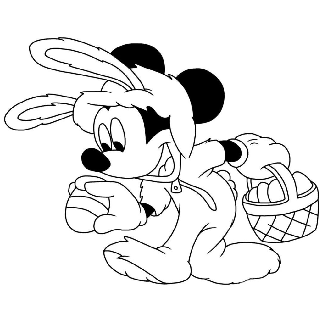 Disney Easter Coloring Pages Bunny Mickey Mouse Bunny Goofy and Bunny