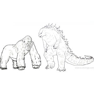 Godzilla Vs Kong Coloring Pages Printable - XColorings.com