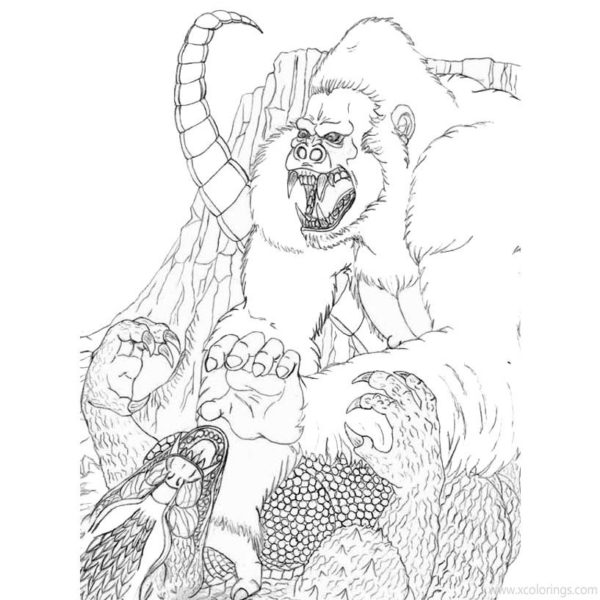 godzilla vs kong coloring pages easy for kids xcoloringscom