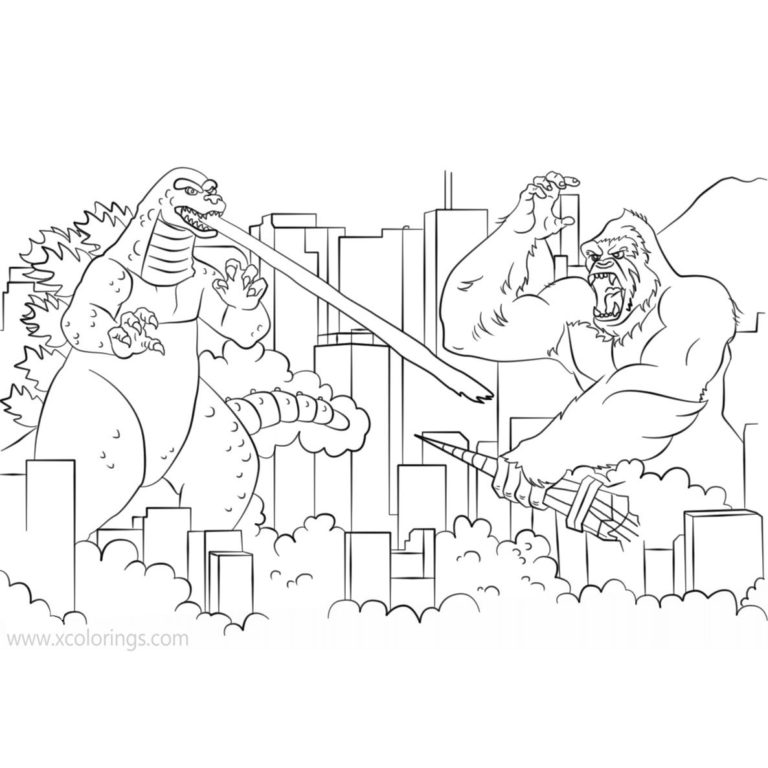 Godzilla vs Kong Coloring Pages Easy for Kids - XColorings.com