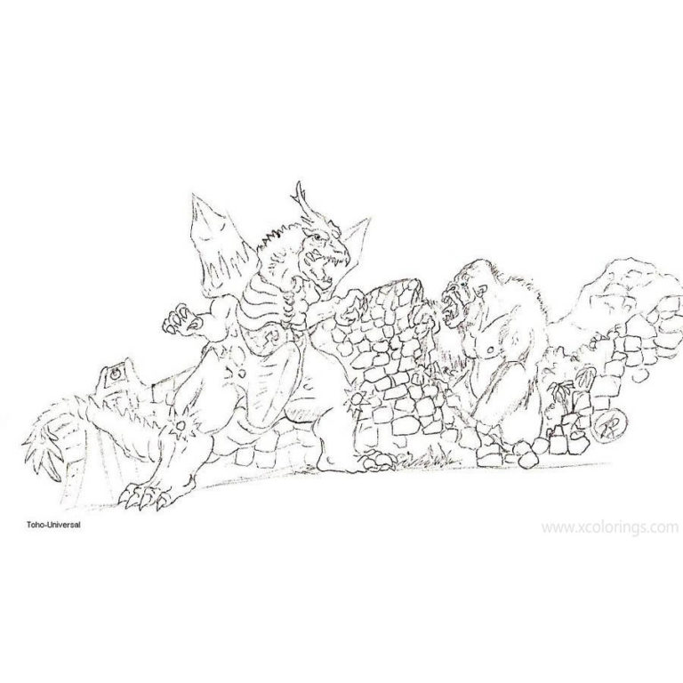 Godzilla Vs Kong Coloring Pages - XColorings.com