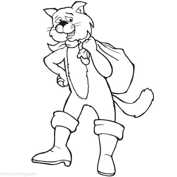 Puss in Boots Coloring Pages with King Prince and Princess - XColorings.com