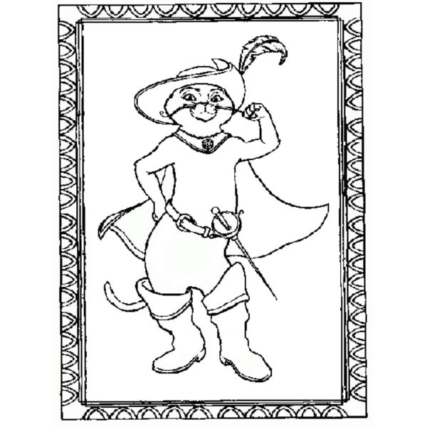 Puss in Boots Lineart Coloring Pages - XColorings.com