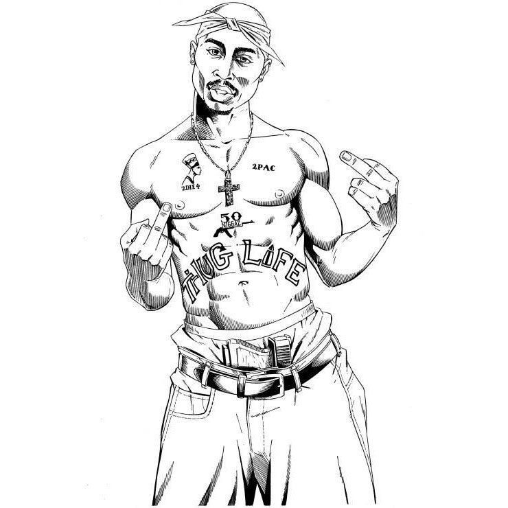 Tupac Drawing Coloring Pages