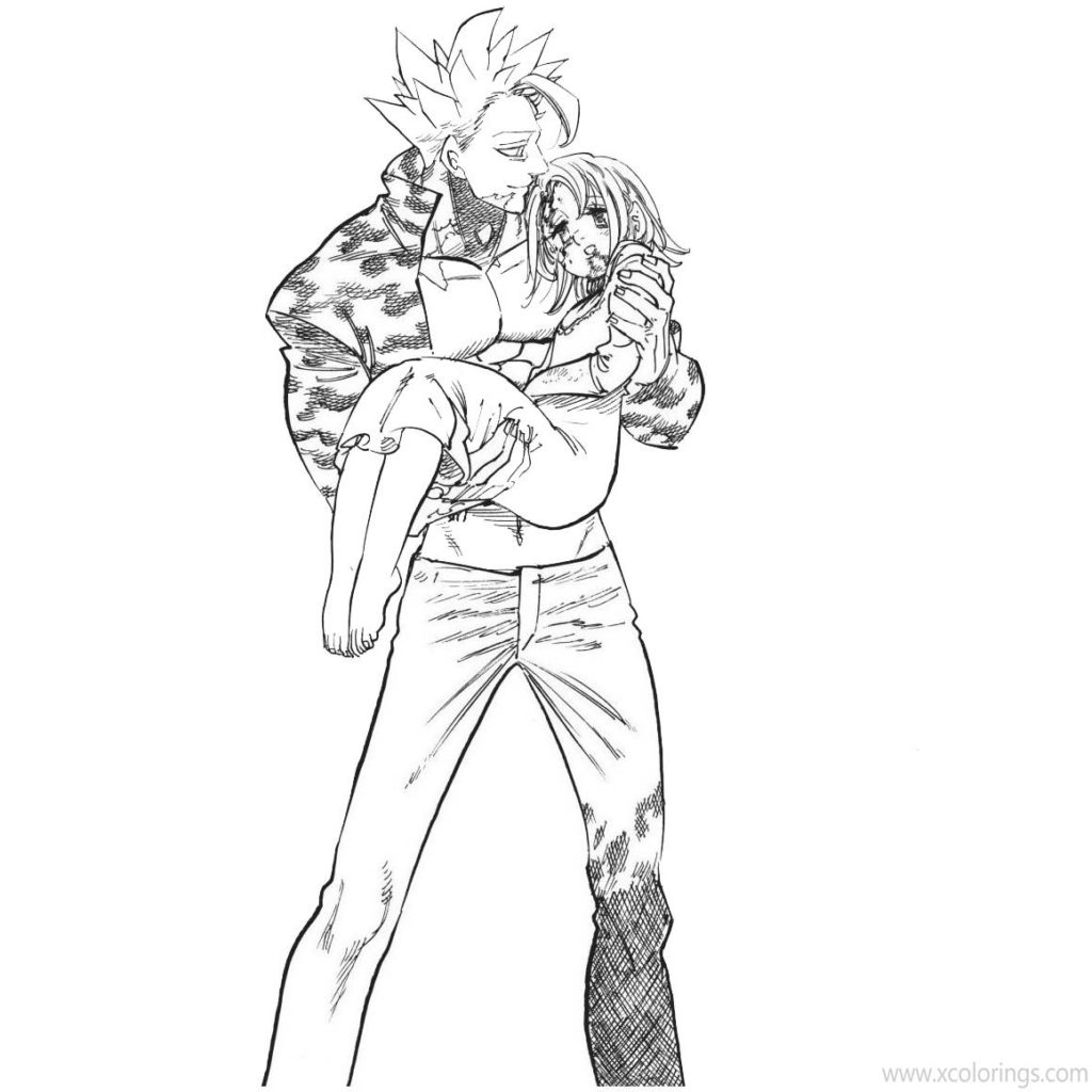 The Seven Deadly Sins Coloring Pages Meliodas with Dagger - XColorings.com