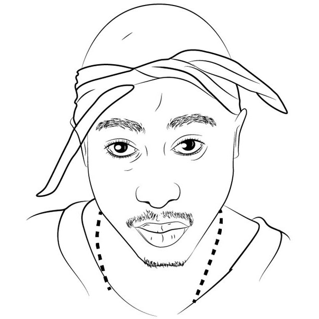 Tupac Coloring Pages Lineart by bainszi09 - XColorings.com