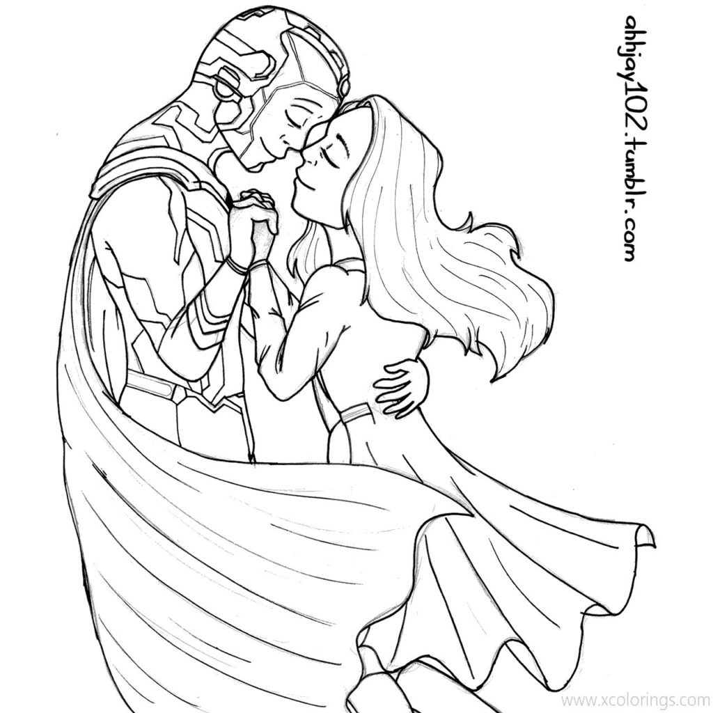 WandaVision Coloring Pages Vision and Scarlet Witch by jason muhr