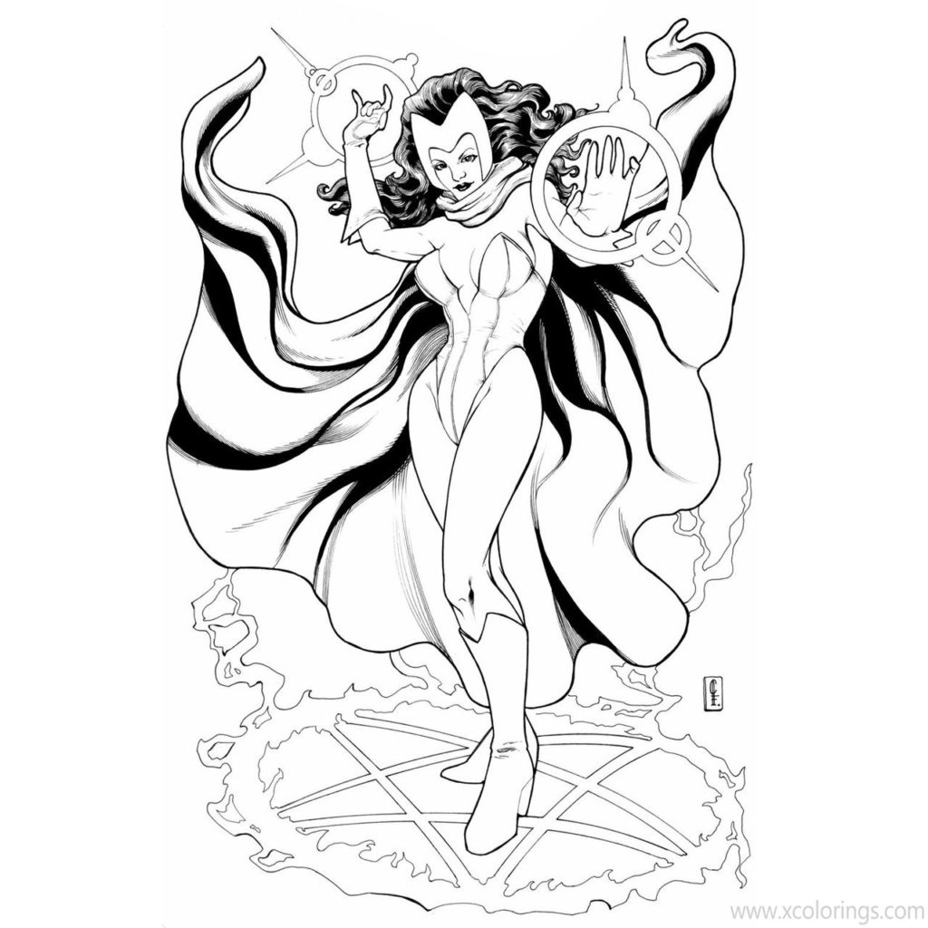 WandaVision Coloring Pages Marvel Scarlet Witch - XColorings.com