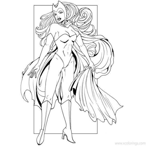 WandaVision Coloring Pages Marvel Scarlet Witch - XColorings.com