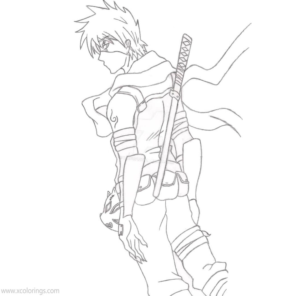 Kakashi Hatake Coloring Pages Black and White - XColorings.com