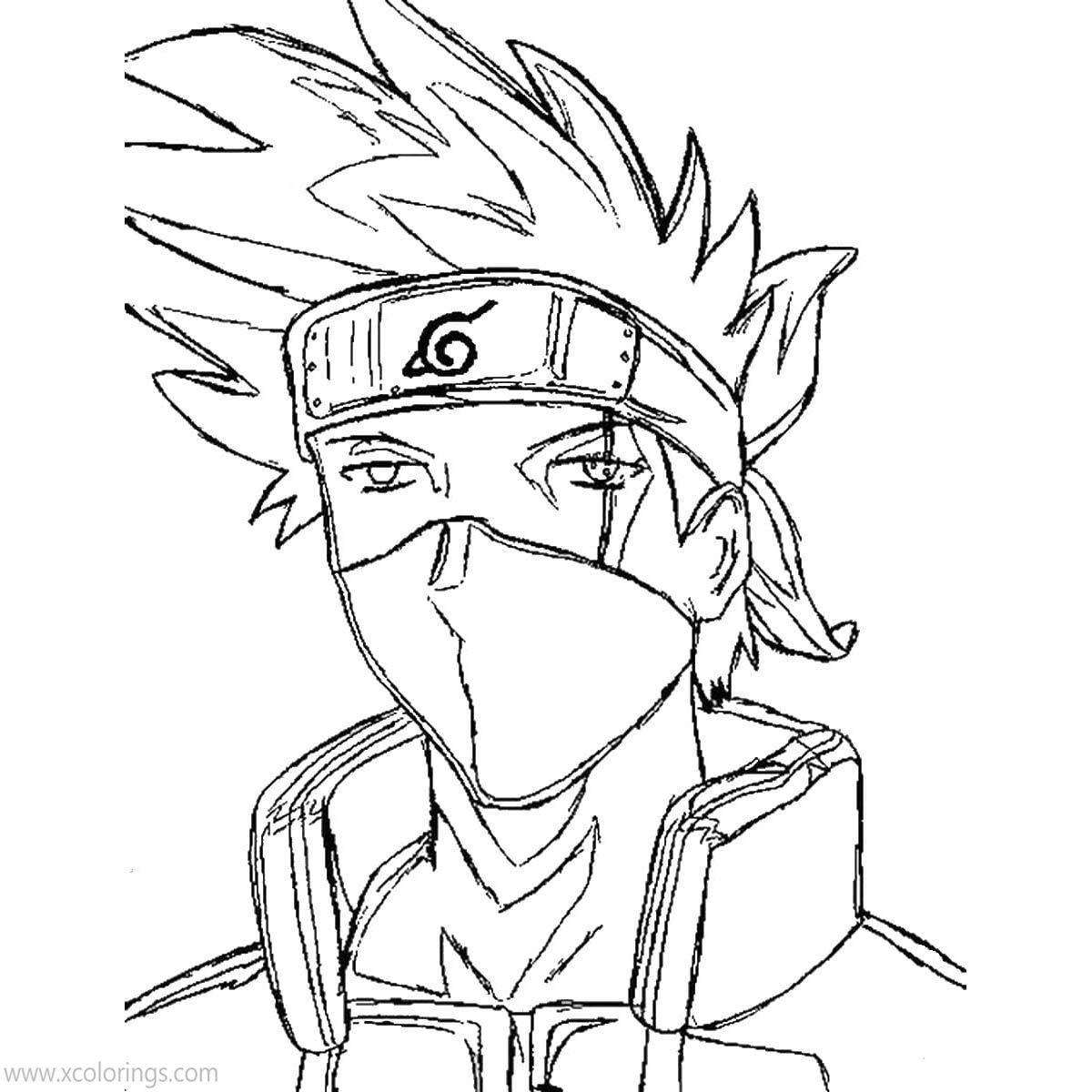 Kakashi with Mask Coloring Pages - XColorings.com