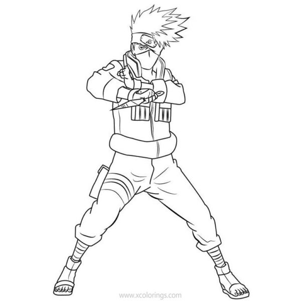 Kakashi with Mask Coloring Pages - XColorings.com