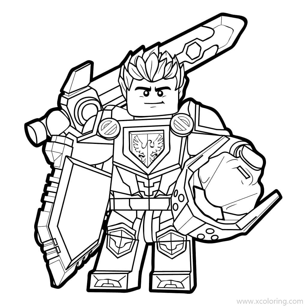 LEGO NEXO Knights Coloring Pages Clay with Weapons - XColorings.com