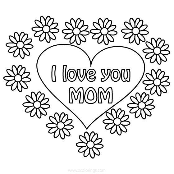 Mother S Day Coloring Pages I Love You Mom Car Xcolorings Com