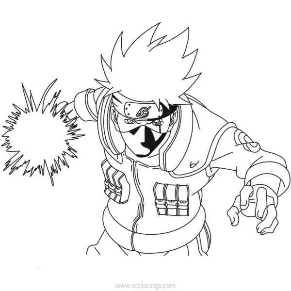 Kakashi with Mask Coloring Pages - XColorings.com