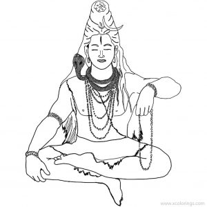 Lord Shiva Coloring Pages with Three Heads - XColorings.com