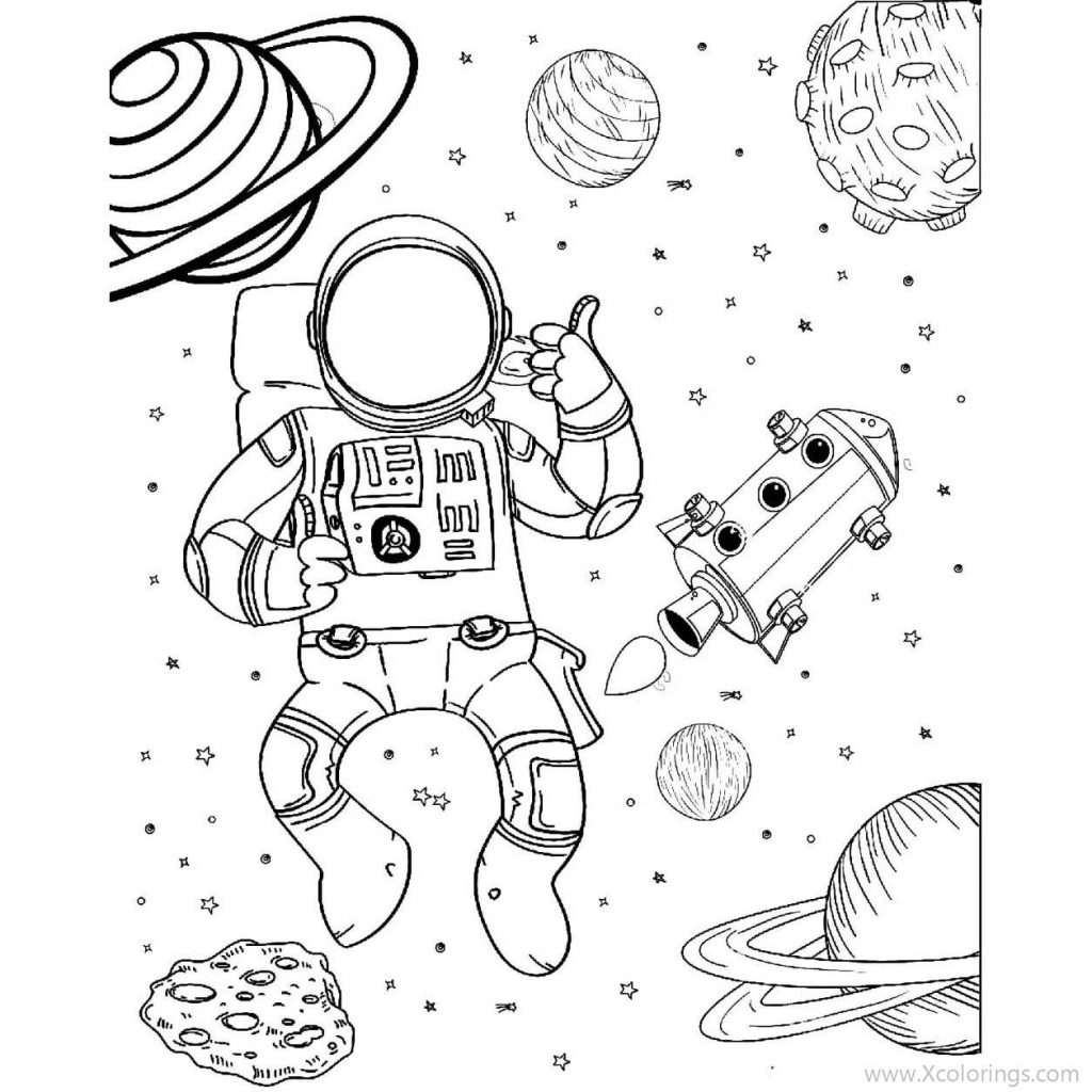 Astronaut Landed on a Planet Coloring Pages - XColorings.com