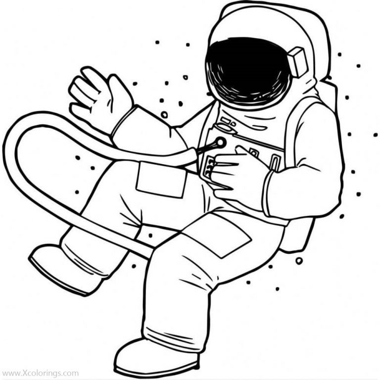 Astronaut Girl with Spaceship Tutorial Coloring Pages - XColorings.com