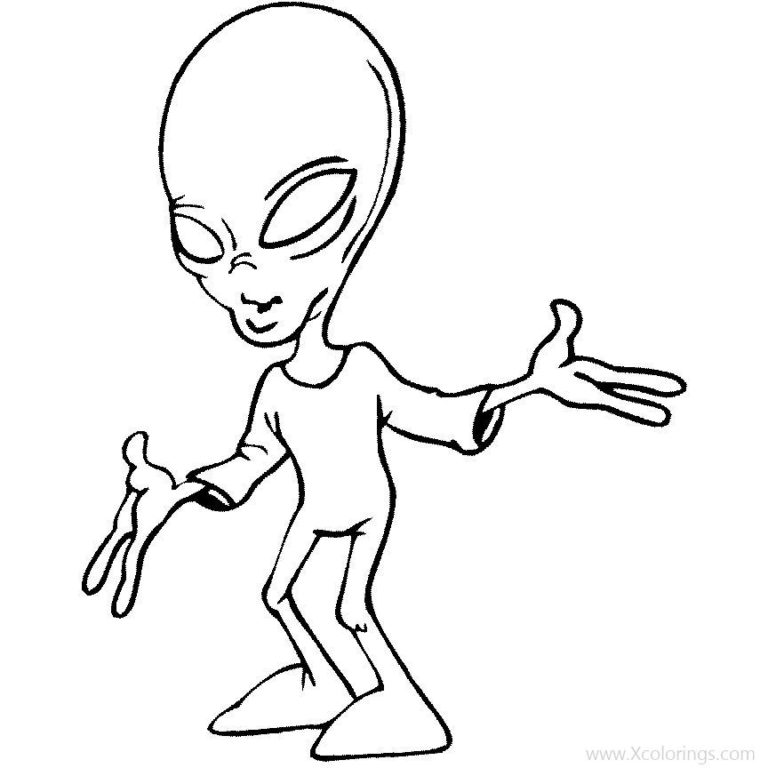 Aliens Coloring Pages with a Girl - XColorings.com