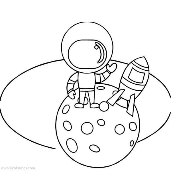 Astronaut Landed on a Planet Coloring Pages - XColorings.com