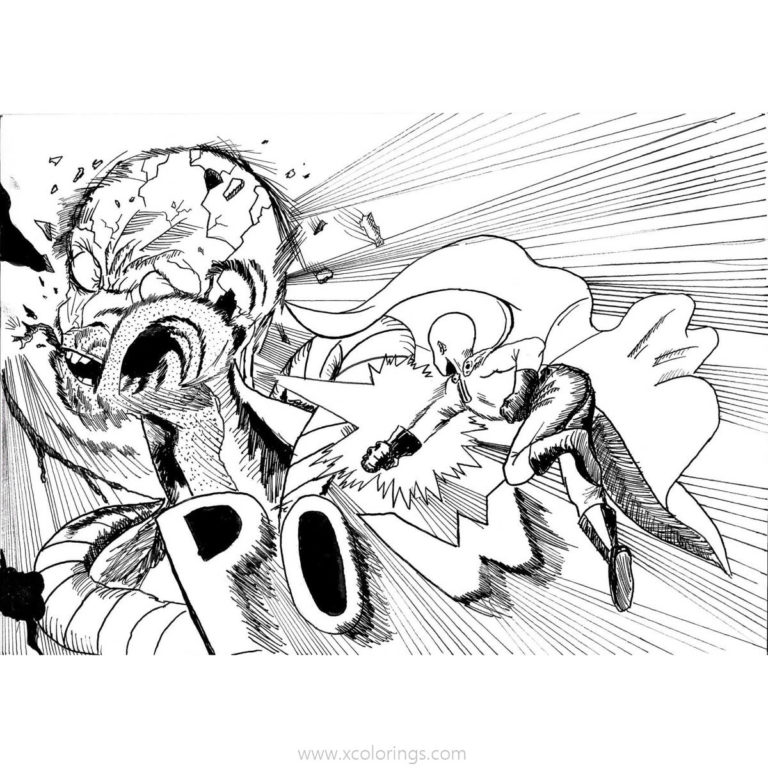 One Punch Man Coloring Pages Saitama Said OK - XColorings.com