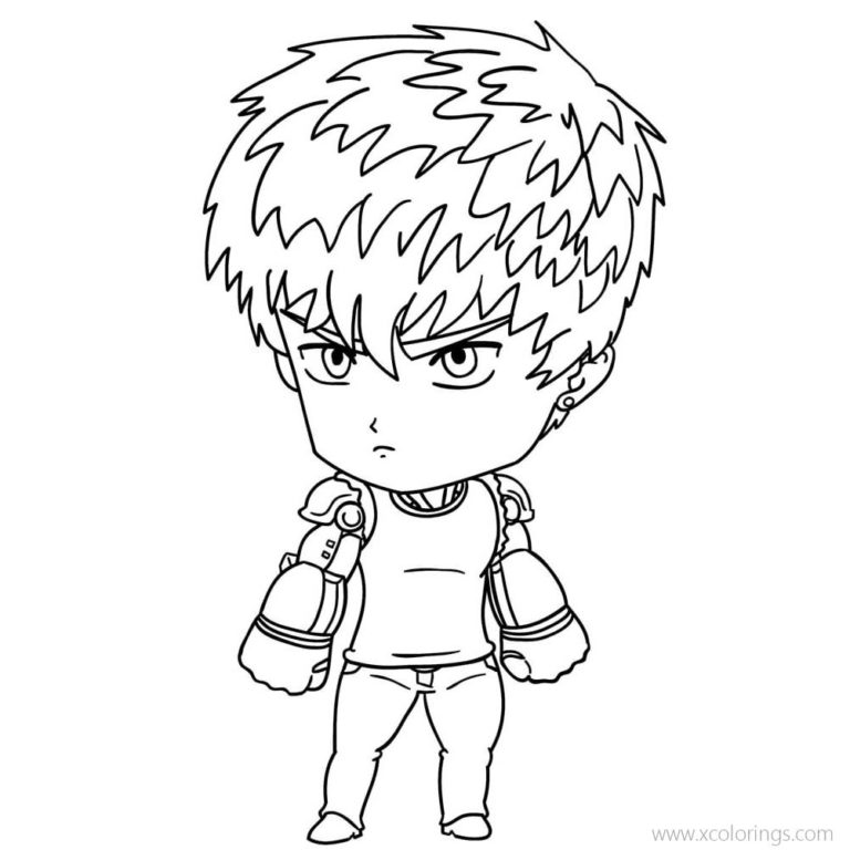 One Punch Man Genosu Coloring Pages Lineart - XColorings.com