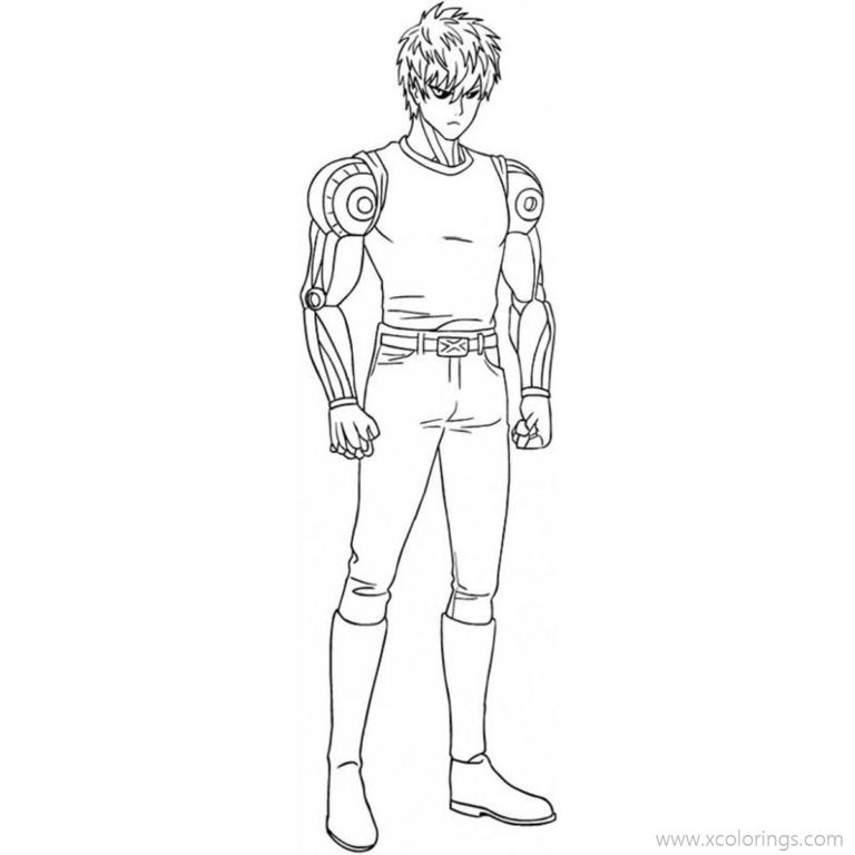 One Punch Man Coloring Pages Saitama Line Drawing - XColorings.com