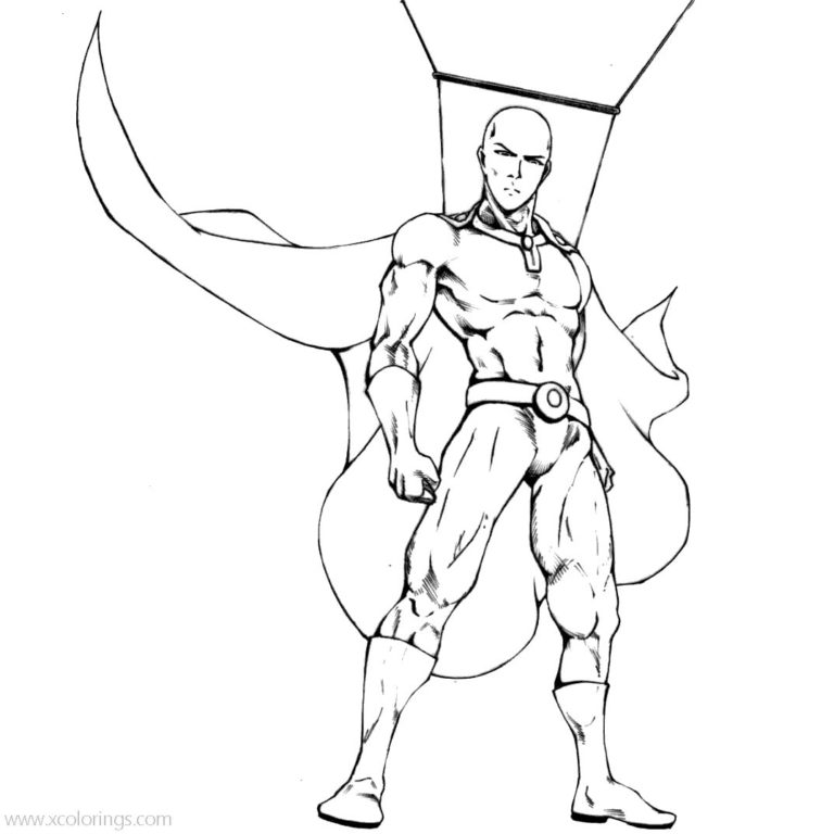 One Punch Man Coloring Pages Saitama is Angry - XColorings.com