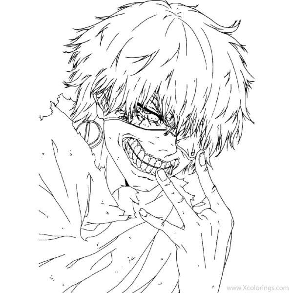 Tokyo Ghoul Coloring Pages Ken Kaneki Outline - XColorings.com