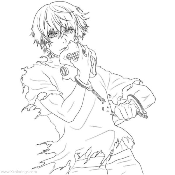 Tokyo Ghoul Coloring Pages Ken Kaneki Outline - XColorings.com