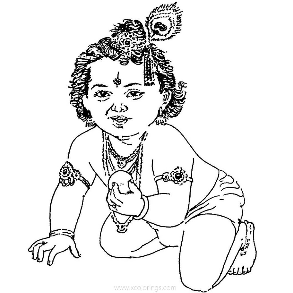 Lord Krishna Coloring Pages Connect The Dots - Xcolorings.com