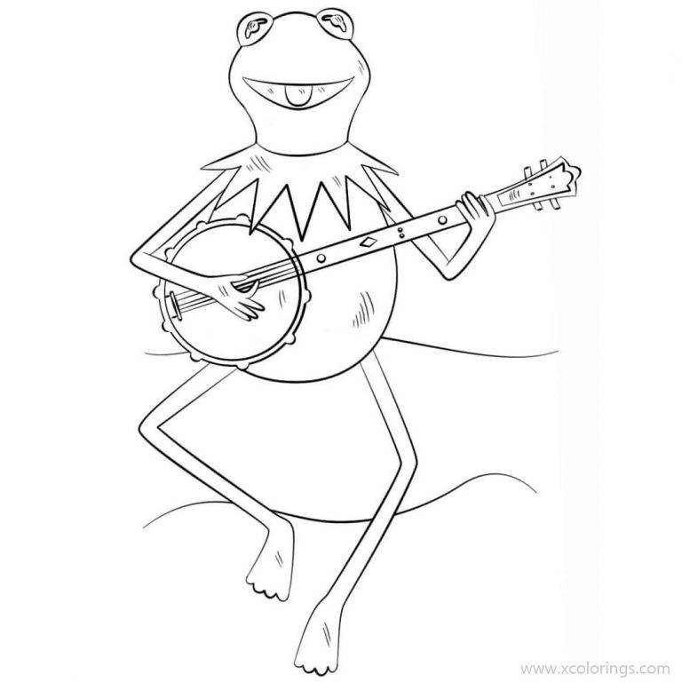 The Muppets Coloring Pages Kermit the Frog Listening to Music with ...