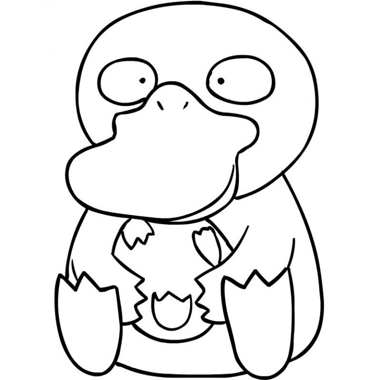 Psyduck Pokemon Coloring Pages Outline by InuKawaiiLove - XColorings.com